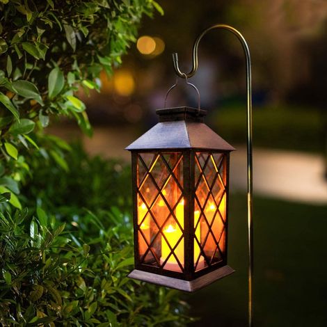 Lanterne solaire d'extérieur en PVC, étanche, 3 LED, sans flamme, lumières décoratives pour table, extérieur, fête, 00-1, cuivre (1/5)
