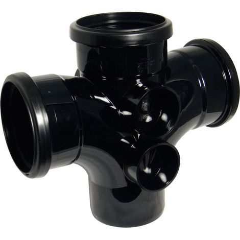 FloPlast 110mm Soil Double Branch 92.5 Degree Black Pipe (1/3)