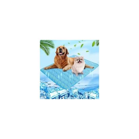Cyslmuk – Tapis rafraîchissant pour chien et chat 60 x 50 cm – Auto-rafraîchissant – Lavable – Imperméable – Antidérapant – Confortable – Bleu