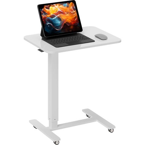 HOMCOM Stehpult, Höhenverstellbar C-förmig Schreibtisch mit 4 Rollen, 65x48x73-110cm Steh-Sitz Schreibtisch für Büro, Arbeitszimmer, Wohnzimmer, bis 70 kg belastbar, Weiß (1/5)