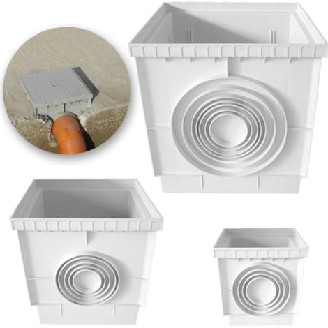 Orificio de inspección para conexión de agua de lluvia y sistema eléctrico, Salida de drenaje (20 x 20 cm) (1/2)