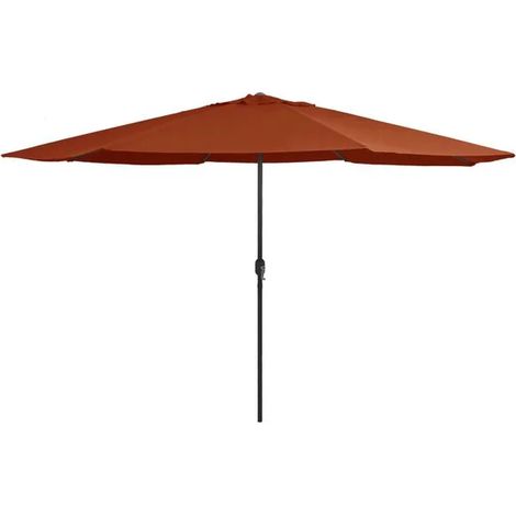 Parasol de jardin, mât en métal, 390 cm, couleur terre cuite (1/5)