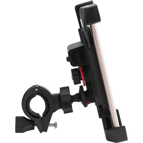 Universelle, um 360° drehbare Motorrad-Handyhalterung, Lenkerhalterung mit integriertem USB-Ladegerät, feste GPS-Smartphone-Halterung, verstellbare Drehung, wasserdicht, robust.