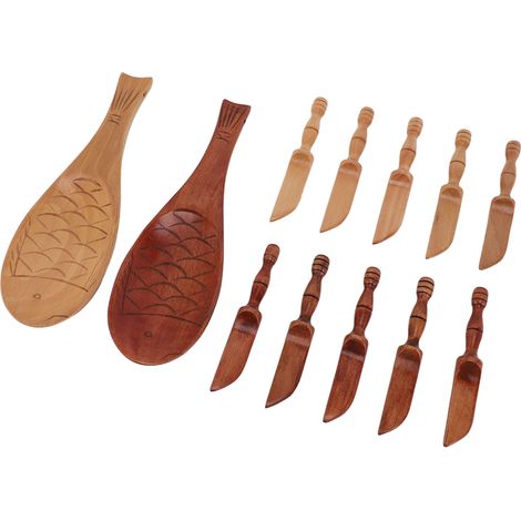 Set de couteaux à beurre écologique multifonction avec 2 cuillères, 10 couteaux en bois pour tartiner confiture et fromage (1/5)