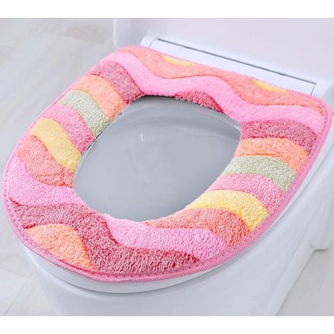 Coussin de lunette de WC rose premium, épais et moelleux avec bande auto-agrippante, lavable et réutilisable, confortable et antidérapant (1/3)