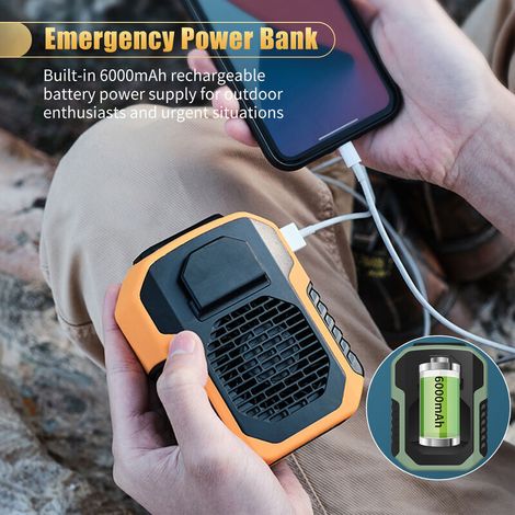 Mini Ventilateur à Pince à La Taille Avec Batterie 6000 Mah Mains Libres Portable Collier Ventilateur 3 Vitesses Ventilateur Ceinture Ventilateur Banque D\'Alimentation D\'Urgence Pour Les Sports En C (1/4)