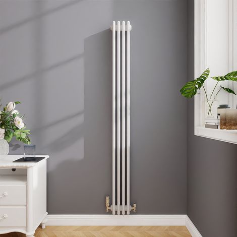 Biubiubath Traditional Cast Iron Style Radiator Vertical 4 Column White 1800x200mm