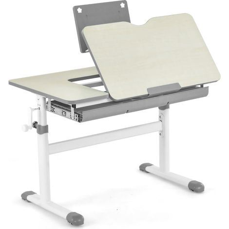 Scrivania per bambini regolabile in altezza 80 x 51,5 x 73 cm con cassetto portaoggetti angolazione regolabile design moderno in grigio 200016213