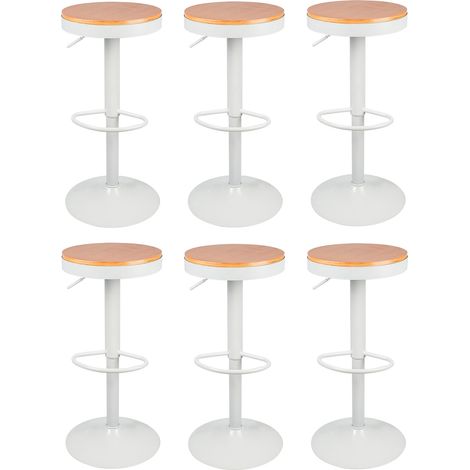 Skecten® 6er-Set Barhocker,Holz Barstuhl,Höhenverstellbar 360 ° Schwenkbar Tresenhocker mit Metall Fußstütze für Bar Bistro Café Küche Theke (1/5)