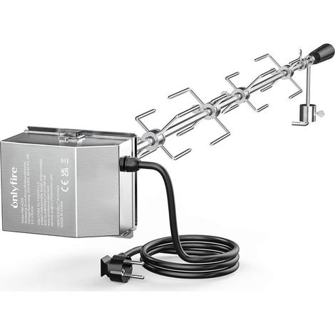 Universel Barbecue Rôtisserie Set 120 cm hexagone 9x9mm tournebroche + 4 x brochettes Aiguilles et Moteur en Acier Inoxydable, 220 V - 240 V (1/5)