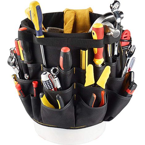 Ej.Life Werkzeugeimer Werkzeug-Organizer, Eimer-Werkzeughalter und Organizer aus Segeltuch mit 56 Taschen für die Eimer-Organisation Eimer-Typ Hardware-Werkzeug-Eimer-Tasche (1/5)