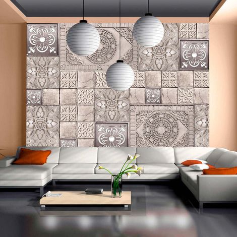Papier peint carreaux de pierre - 350 x 245 cm (1/4)