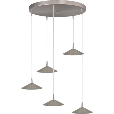 Lampe suspendue à 5 lumières Ceppo nickel Ø rond 18 cm - 2152-37-37-50-5-18 (1/3)
