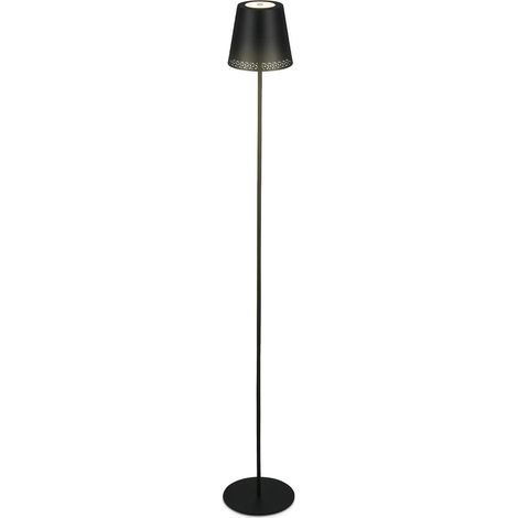 Briloner Leuchten LED Akku Stehleuchte 2 in 1, Stufenweise Dimmbar, Touch, LED Stehleuchte Aussen, LED Stehlampe kabellos, Schwarz