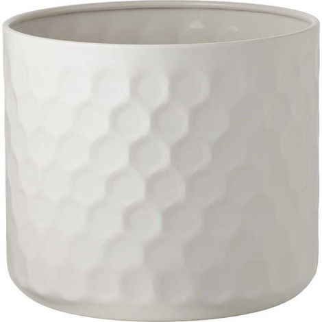 Cache-pot rond en Métal blanc martelé - MARCIA