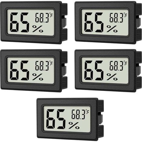 Thermo-hygromètre intérieur, 5 x mini hygromètre intérieur, pour serre, boîte reptile, voiture, maison, bureau. Pratique et polyvalent. (1/4)