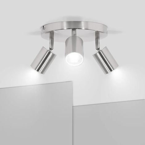 Plafonnier LED à 3 spots, finition nickel mat Luminaire métallique orientable à 350° Éclairage intérieur moderne (1/5)