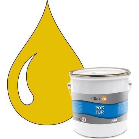 Peinture Fer Antirouille – Métal Extérieur Intérieur, Satinée, Protection Rouille - 2,5L - RAL 1003 - Jaune de sécurité
