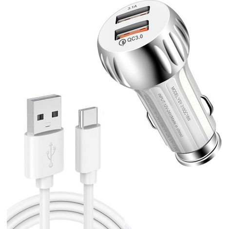 Chargeur voiture YSY-310QC 18W double USB QC3.0 chargeur rapide voiture universel 14 chargeur voiture adaptateur universel (1/5)