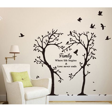 3D-Wandbild Autocollants Arbre D'amour Acrylique Sticker Oiseau Ar
