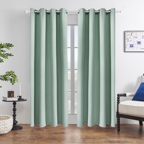 Rideau thermique occultant à deux panneaux pour salon et chambre, vert, 132 cm x 160 cm (1/4)