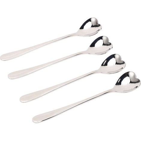 4pcs Cuillère à café Cuillère à Mélanger Dessert Sucre Coeurs Cuillère à café en Forme de Coeur Cuillère à café en Acier Inoxydable Cuillère à Mélanger Cuillère à café Cuillère