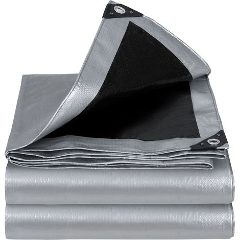 Velway Bâche Imperméable 250 gsm-4x5m - Polyéthylène Haute Densité avec Œillets Métalliques Argenté (1/5)