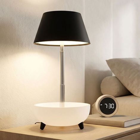 Lampada da tavolo ricaricabile a LED touch dimmer lampada da tavolo regolabile in altezza braccio telescopico lampada da comodino nero touch, USB, 1W 100Lm bianco caldo, DxH 11,8x22,5 cm