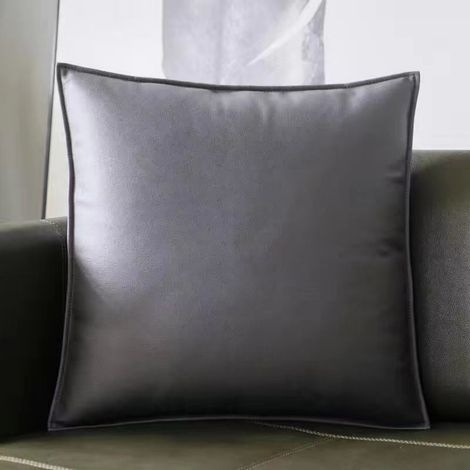Housse de coussin grise de luxe 60x80 (une seule housse de coussin) Taie d'oreiller à motif litchi en similicuir, coussin de tête de lit, coussin de bureau, taie d'oreiller de canapé (1/5)