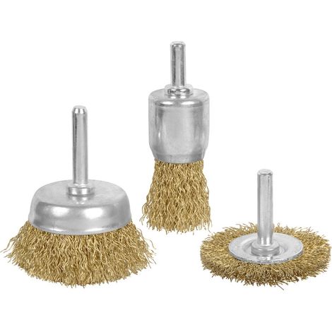 Brosses et roues à fils d'acier laitonnés, 3 pcs 3 pcs (1/2)