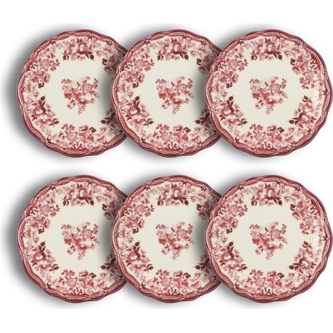 Lot de 6 assiettes à dessert en grès 20cm, FAUSTINE