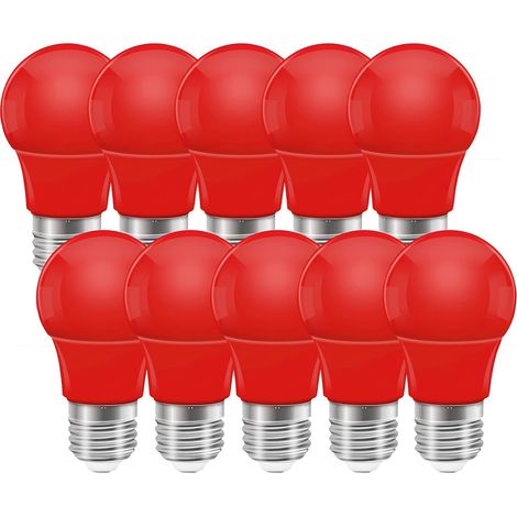 Paquete de 10 bombillas LED E27 de 3W, multicolor, de policarbonato, para uso en interiores. (1/5)
