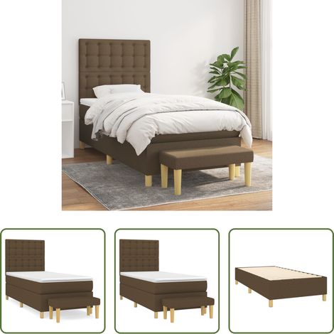 vidaXL Tête de lit réglable - Sommier à lattes de lit avec matelas Marron foncé 80x200 cm (1/5)