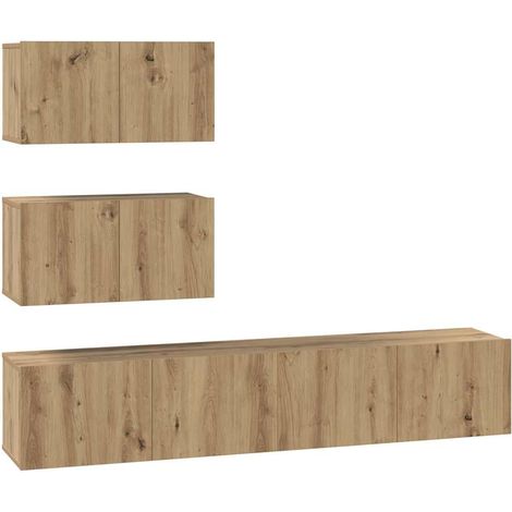 Maison Exclusive - TV-Schrankset Wandmontiert 4 pcs Artisan-Eiche