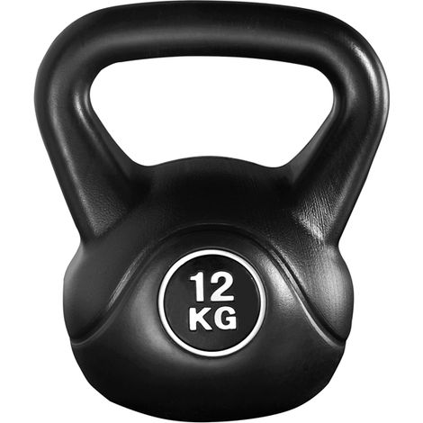 Yaheetech Kettlebell per Sport Fitness Palestra in HDPE e Cemento con Maniglia Ergonomica Antiscivolo Attrezzo Sportivo da Costruzione Muscolare e Allenamento di Forza Nero 12 kg