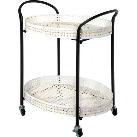 Desserte coloris noir-beige en métal - L 60 x P 40 x H 70 cm -PEGANE-