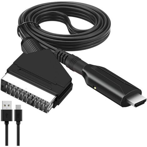 FENOPLASTICAConvertisseur SCART vers HDMI Résolution 1080p/720p Alimentation USB 5V 1A Pour lecteur DVD, console de jeux, TV HD - TV 720 P (1/5)