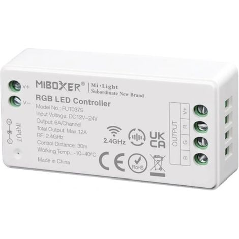 ML-FUT037S: MiBoxer RGB-Empfänger 2,4 GHz/WLAN / für 4-Zonen-Fernbedienungen, Funksteuerung, Dimmfunktion...