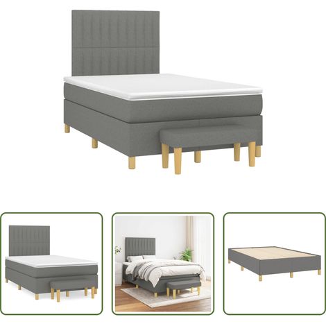 vidaXL Kopfteil -  Boxspringbett mit Matratze Dunkelgrau 120x190 cm Stoff (1/5)