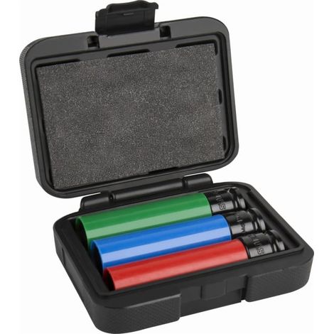 Jeu de clés à douilles à chocs STIER Profi+ extra longues 1/2", ouv. 17/19/21 mm