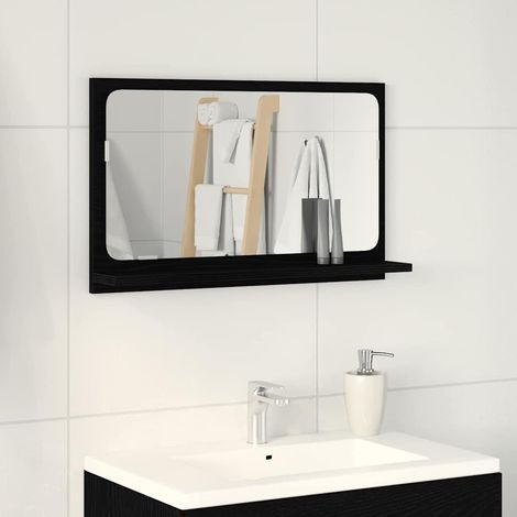 Spiegelablage mit Regal Schwarz Eichen-Optik 60 x 10,5 x 37 cm