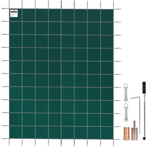 VEVOR Inground Pool Safety Cover, 20 ft x 42 ft Rectangular Winter Pool Cover, Triple Stitched, High Strength Mesh PP Material with Good Rain Permeability, Installation Hardware Included, Green