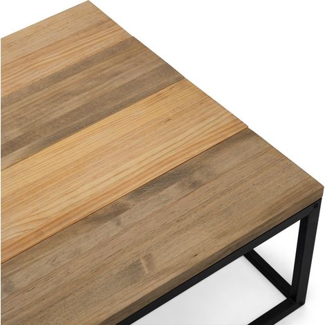 Mesa de Centro Preston Negra 80x80x38cm con tablero de madera maciza de piezas tricolor Box Furniture (1/3)