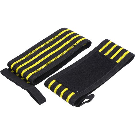 Paire de Bandes de Poignet Fitness pour Haltérophilie, Support de Compression Jaune et Noir (1/5)