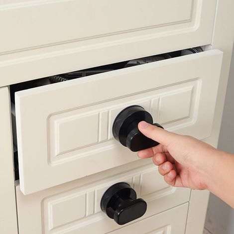 2 poignées de porte coulissantes en verre adhésif sous pression pour tiroir, réfrigérateur, porte d'armoire, sans perçage, poignée de couvercle de toilette, noir, 64 x 64 x 50 mm (1/4)