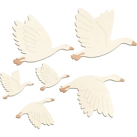 6 Pièces Décorations Muraux pour Chambre d'Enfant Cygne, Sticker Mural Enfants Bebe, Ensemble DIY Bois avec Adhésifs Forts (1/5)