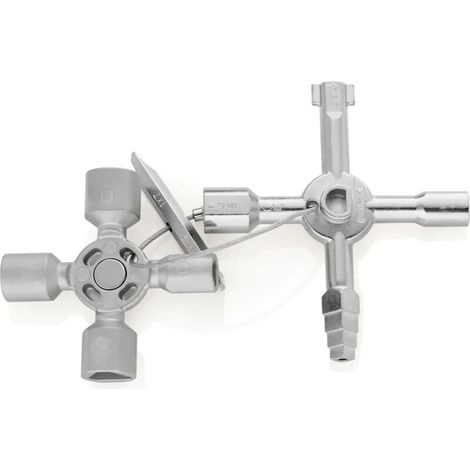 Clé universelle pour armoires de commande, tous systèmes de fermeture usuels, 10 profilés, 2 croix, 1 clé, clé universelle, 00 11 01
