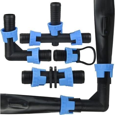 (Bouchon d'extrémité B - 20 pièces, 5/8'') 20 coudes en T de 16 mm (5/8") pour système d'irrigation goutte à goutte, avec raccord fileté ou verrouillable par traction. Convient pour les tuyaux d'arros