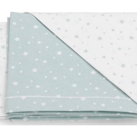 Italbaby Completo Lettino 3 Pezzi Stelline Verde Menta 100 Cotone