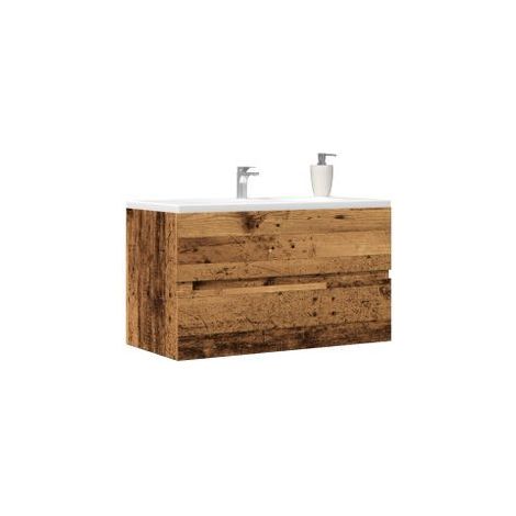 Armoire de salle de bain suspendue vieux bois bois d'ingénierie (1/5)